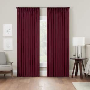 Serendipity Cabernet Solid Polyester 50 in. W x 63 in. L Light Filtering Single Pinch Pleat Back Tab Curtain Panel