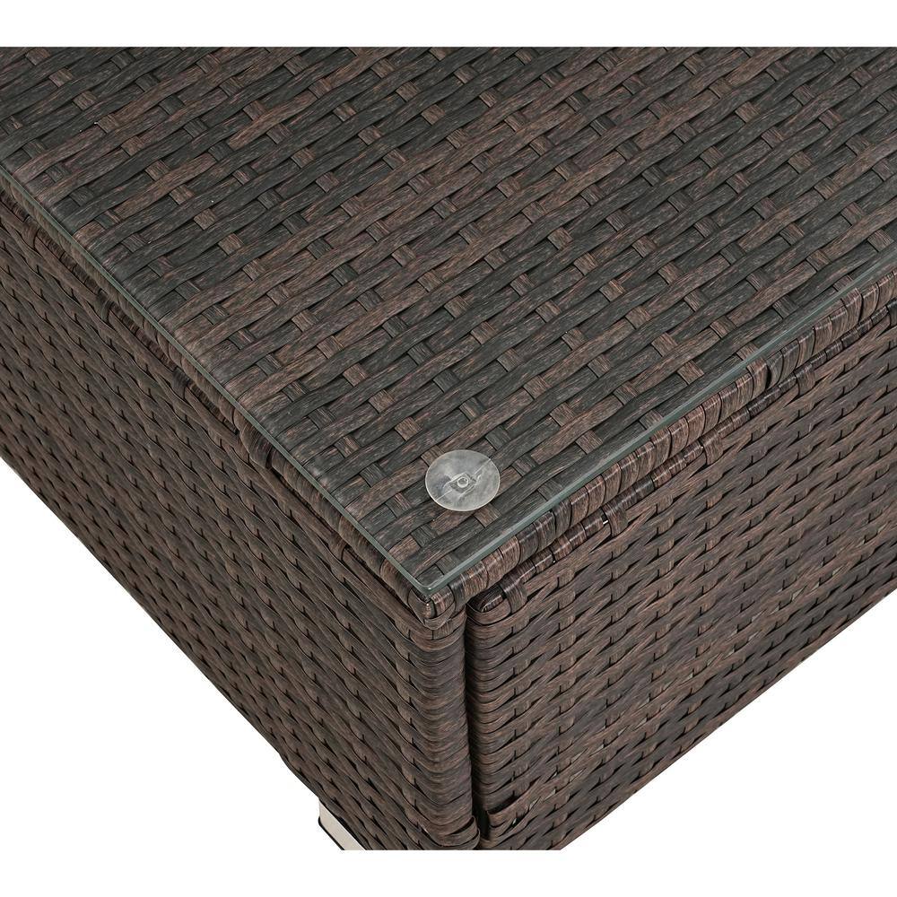 7-Piece Black Steel Wicker Patio Set with Beige Cushions