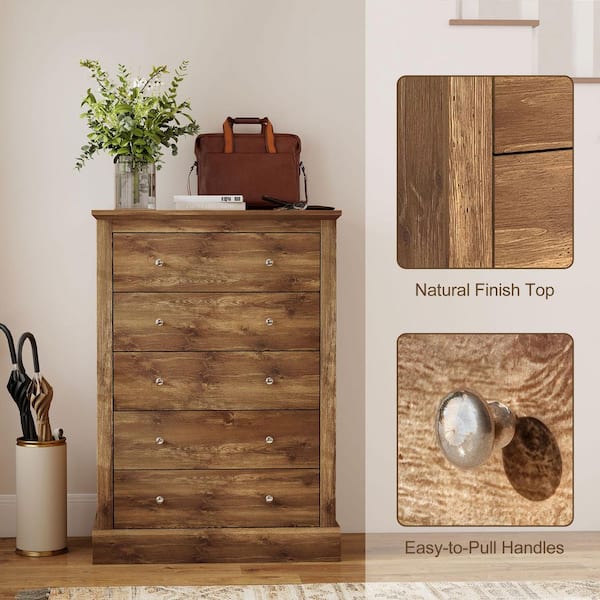 distressed brown dresser Farson Distressed Dark Walnut Finish Dresser with Door  Roundhill Furniture