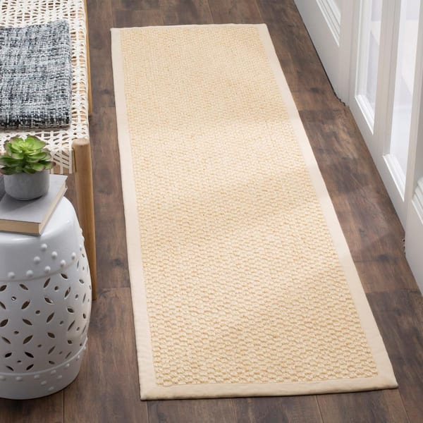 Natural Fiber Cream 3 ft. x 10 ft. Border Runner Rug