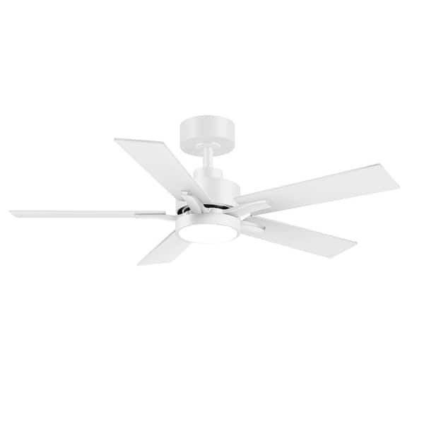 Breezary Charlie 42 in. Integrated LED Indoor White Ceiling Fans with Light and Remote Control Included