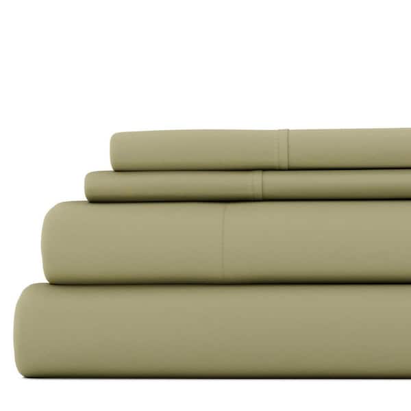 Becky Cameron 4-Piece Sage Solid Microfiber Queen Sheet Set