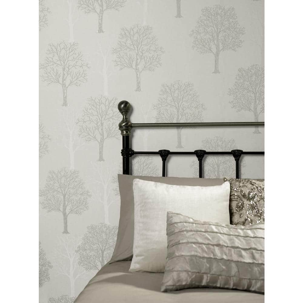 Grey Intricate Sequined Tree Print Non Woven Non-Pasted Textured Wallpaper 57 Sq. Ft. price history on PriceWatchPro