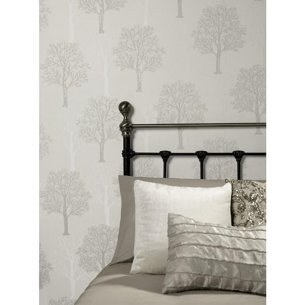 Walls Republic Grey Intricate Sequined Tree Print Non Woven Non-Pasted Textured Wallpaper 57 Sq. Ft.