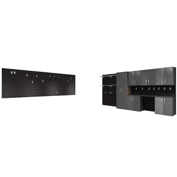 Flow Wall 7-Piece Composite Wall Mounted Garage Storage System in Graphite Carbon Fiber (144 in. W x 72 in. H x 16 in. D)