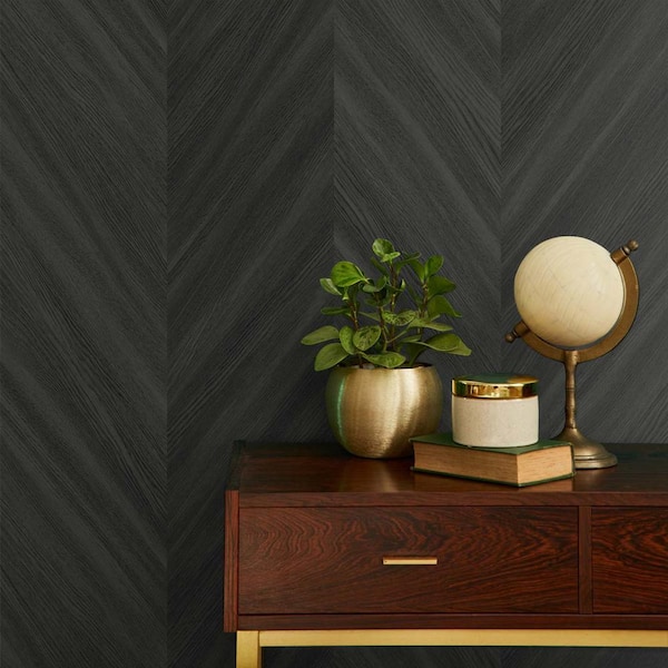 60.75 sq. ft. Apex Chevron Wood Embossed Vinyl Unpasted Wallpaper Roll