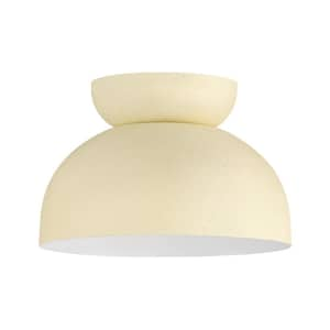 Ventura Dome 10.5 in. 1 Light Cottage White Finish Flush Mount w/ White Frosted Globe and Steel Frame, No Bulbs Included