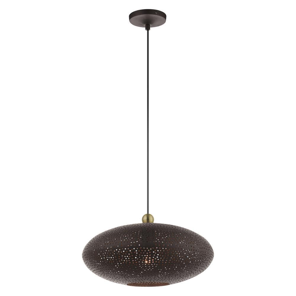 Dublin 16" Bronze and Antique Brass Oval Pendant Light