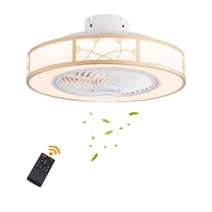 20 in. Integrated LED Indoor Gold 3-Speed Caged Low Profile Ceiling Fan with Remote and Reversible Motor