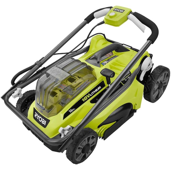 RYOBI ONE 18V 16 in. Cordless Battery Walk Behind Push Lawn Mower 2 4.0 Ah Batteries Charger P1111 The Home Depot