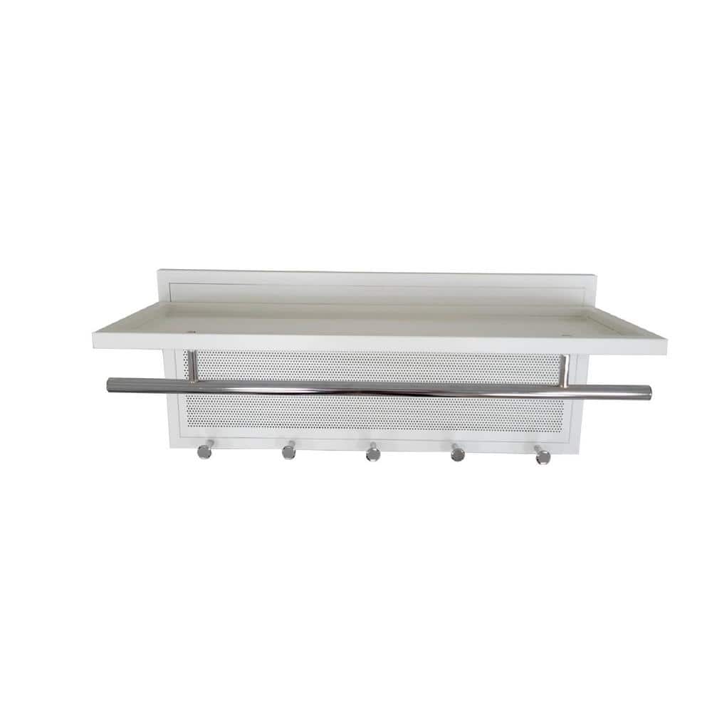 White 29.53 in. Metal Decorative Wall Mounted Towel Shelf, Storage Rack wit