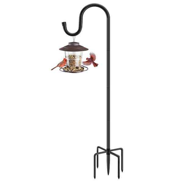 COOLSHARK Adjustable Height Heavy Duty Bird Feeder Pole for Hummingbird Feeder, Hanging Lantern Hooks with 5-Prongs Base