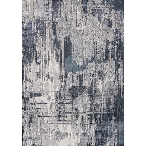 Abani Vista Grey 7.9 ft. x 10.2 ft. Abstract Polyester Area Rug