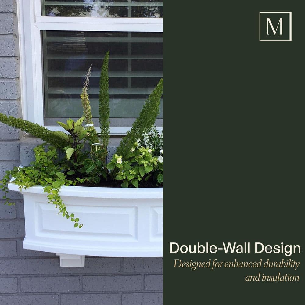 Nantucket Black Polyethylene Outdoor Window Box with Water Reservoir