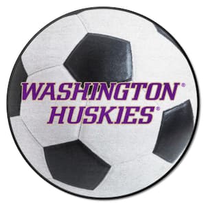 Washington Huskies White 2 ft. Round Soccer Ball Area Rug