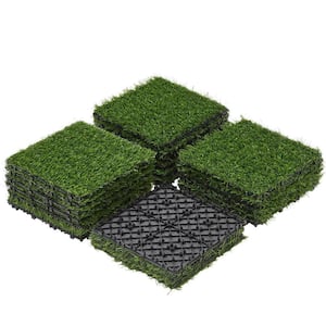12 in. x 12 in. Artificial Grass Interlocking Turf Tiles Indoor/Outdoor, Pack of 27 Tiles