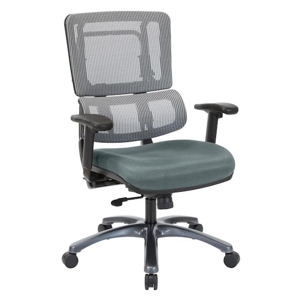 Vertical Grey Mesh Back Chair with Titanium Base and Grey Seat