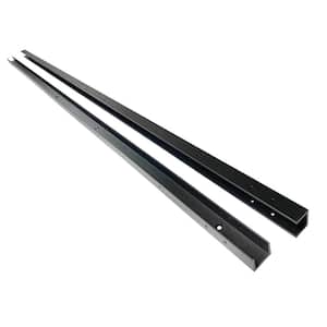 81 in. x 1-1/4 in. x 1-1/4 in. Black Aluminum Fence Channels, for 7ft. High fence, 2 per pack, includes screws