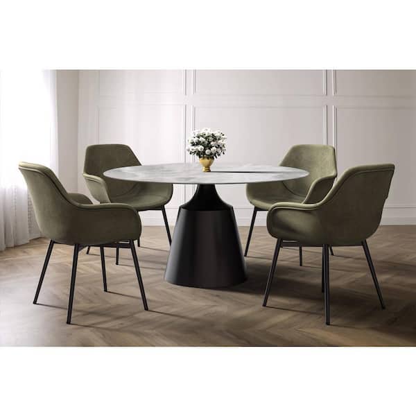 Leisuremod Prynn Mid-Century Modern 60 Round Dining Table with
