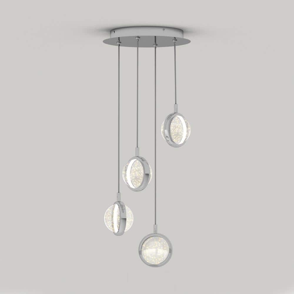 Avalon Chrome LED Pendant Light with Adjustable Glass Spheres