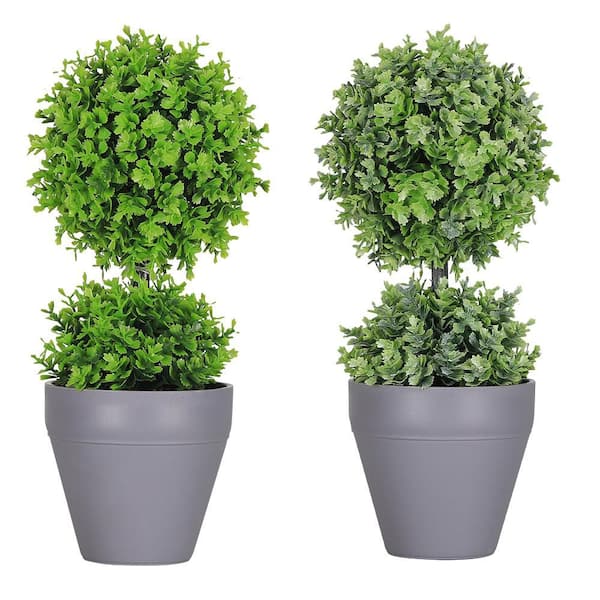 2 Pot 9 in. Green Artificial Mini Tree Grass Home Decoration