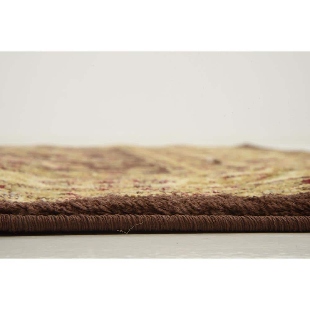 Brown Floral Rectangular Synthetic Stain-Resistant Area Rug
