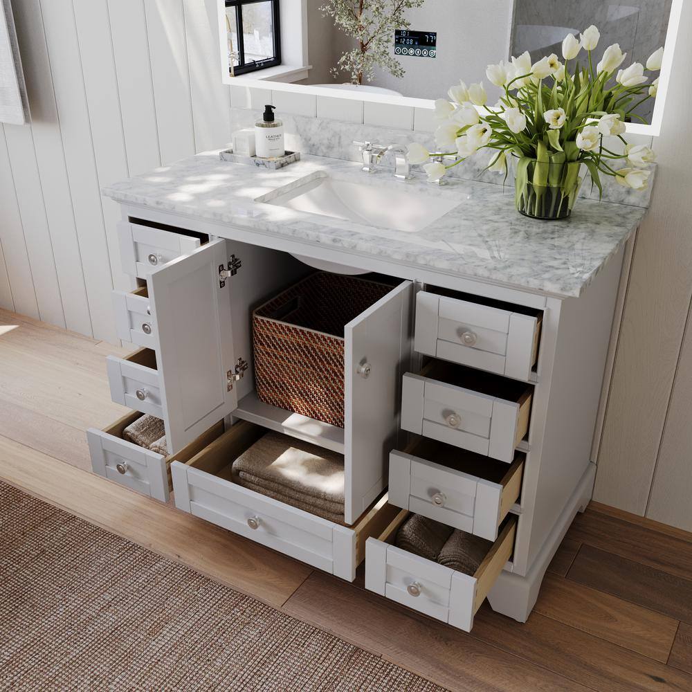 Audrey 48'' White Marble Top Single Sink Vanity