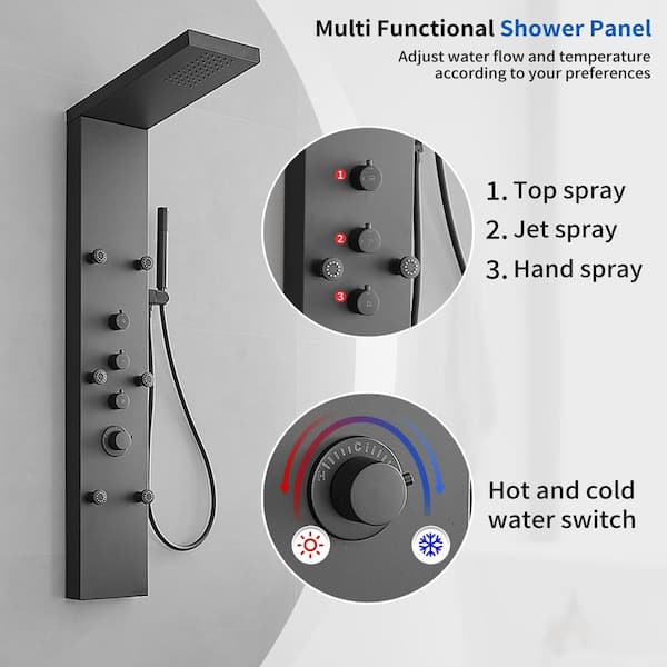 BWE 6-Jet Rainfall Shower Tower Shower Panel System with Rainfall