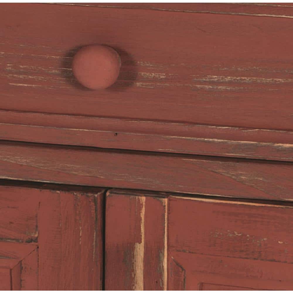 Red Antique Pine Accent Cabinet with Adjustable Shelving