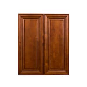 Cambridge Assembled 24x36x12 in. Wall Cabinet with 2 Doors 2 Shelves in Chestnut