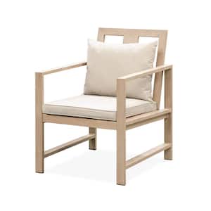 Bordeaux Metal Outdoor Dining Arm Chair With Beige Cushion (2-Pack)
