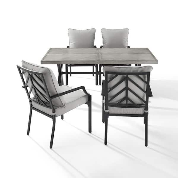 bladerdeeg partner Mechanisch CROSLEY FURNITURE Otto Black 5-Piece Metal Outdoor Dining Set with Gray  Cushions KO60060MB-GY - The Home Depot