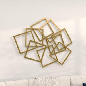 45 in. x 37 in. Metal Gold Overlapping Square Geometric Wall Decor