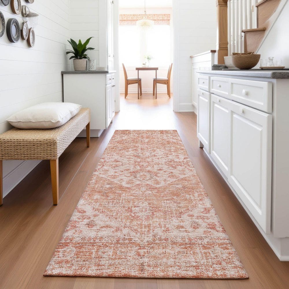 Mayfield Premium Machine Washable Abstract AMF1104 Coral 2 ft. 3 in. x 7 ft. 6 in. Runner Rug price history on PriceWatchPro