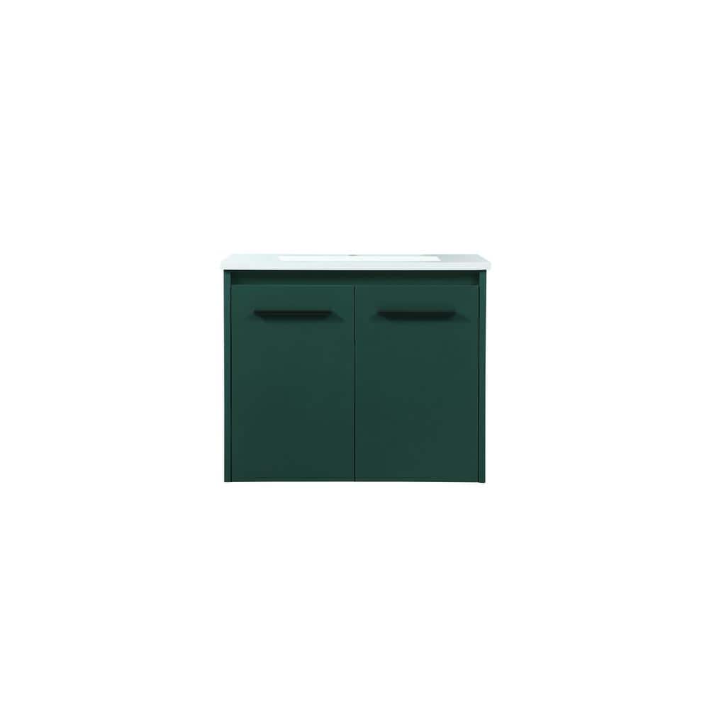 Simply Living 24 in. W x 18 in. D x 19.7 in. H Bath Vanity in Green with Ivory White Quartz Top