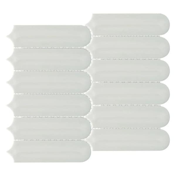 Medley Feather Mushroom Gray 11.41 in. x 12.87 in. Glossy Ceramic Mosaic Wall Tile (1.01 sq. ft./Each)