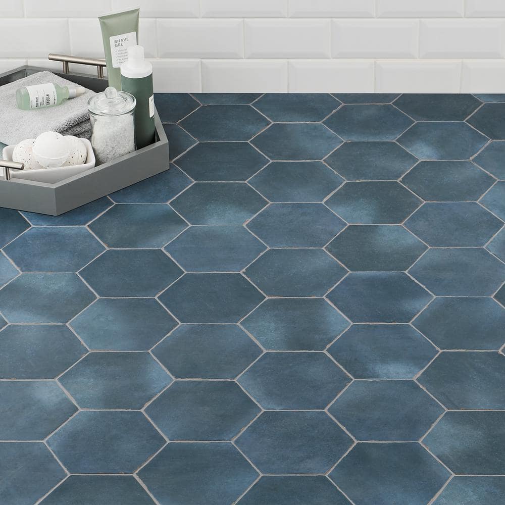 Denim Blue Hexagon Matte Porcelain Floor and Wall Tile