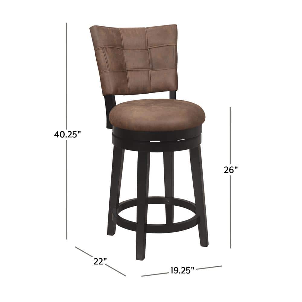 Chestnut Faux Leather and Wood Swivel Counter Stool