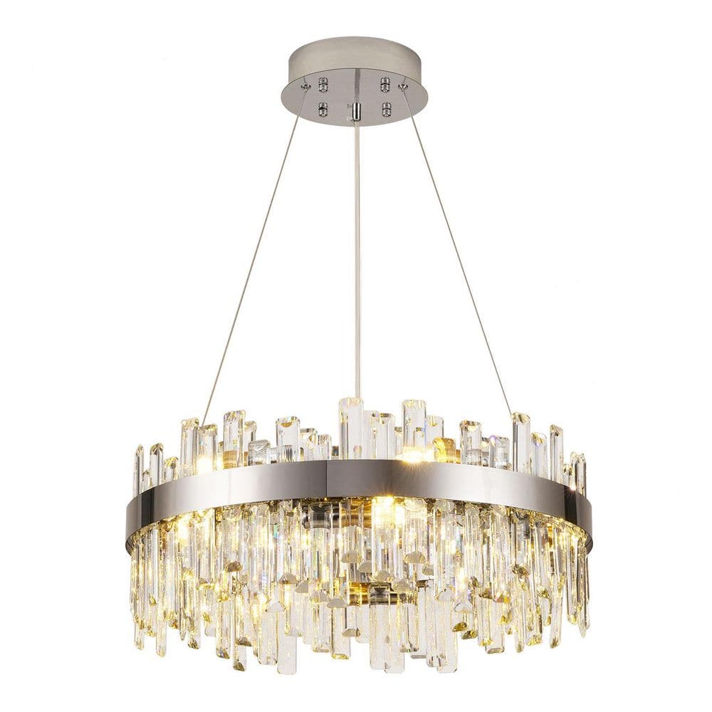 24 in. Modern 12-Light Chrome Crystal Chandelier for Dining Living Room Bed