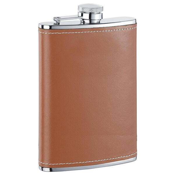 Visol Bobcat Brown Leather Stainless Steel Flask