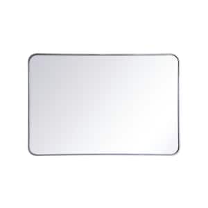 Timeless Home 40 in. H x 27 in. W Silver Modern Soft Corner Rectangular Wall Mirror
