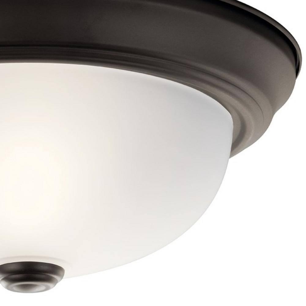 Transitional Pewter Dome Ceiling Flush Mount with White Glass Shade