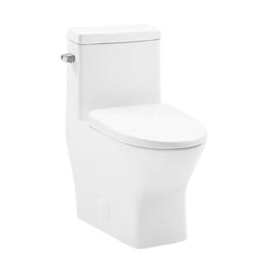Sublime II 1-Piece 1.28 GPF Single Flush Round Toilet in Glossy White, Seat Included