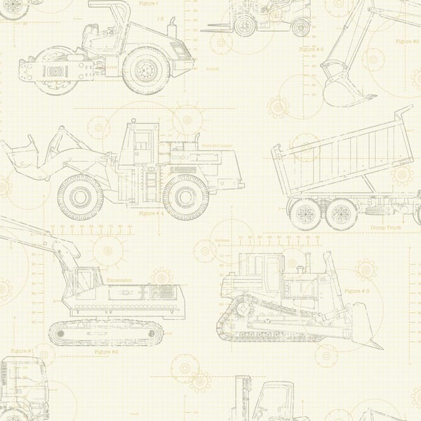 York Wallcoverings Cool Kids Construction Blueprint Wallpaper