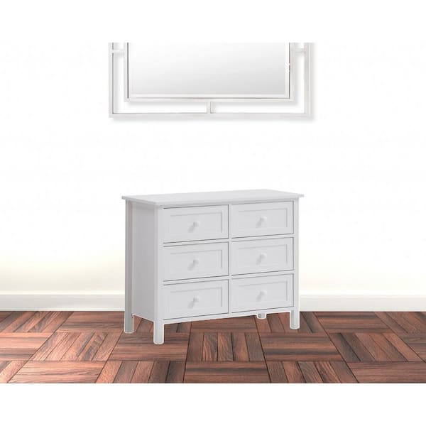 HomeRoots Amelia White 6 Drawers 39 in. Dresser 2000486526 The Home Depot