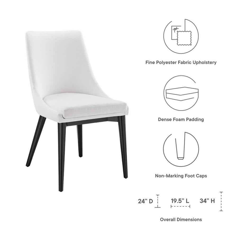 Elevate White High-Back Upholstered Side Chair with Black Wood Legs