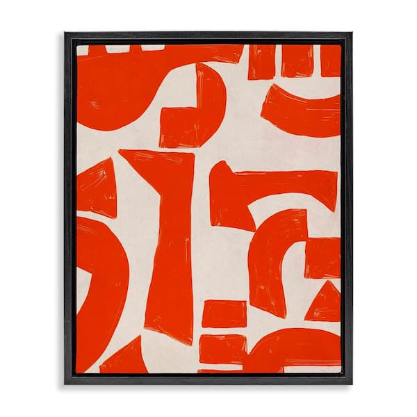 Stupell Industries Red Asymmetrical Shapes by June Erica Vess Black Floater Frame Abstract Graphic Art Print 21 in. x 17 in.