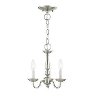 Williamsburgh 3 Light Brushed Nickel Convertible Mini Chandelier/Ceiling Mount