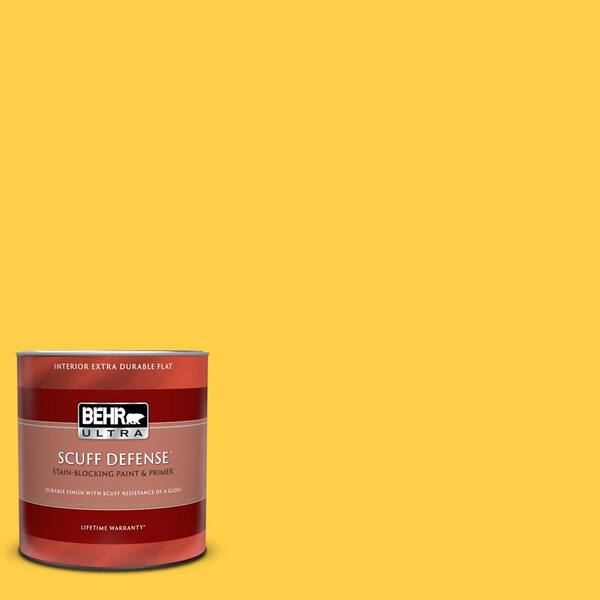 BEHR ULTRA 1 qt. #360B-6 Flame Yellow Extra Durable Flat Interior Paint & Primer