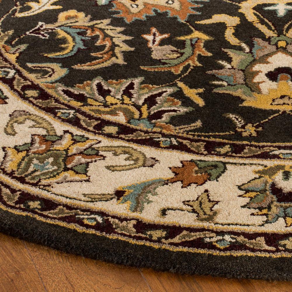 Handmade Heritage Black Wool 6' Round Tufted Area Rug